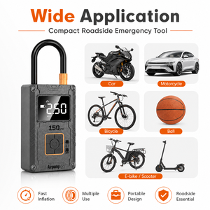 Cordless Tire Inflator 150 PSI Portable Air Compressor with Digital Pressure Gauge LED SOS Power Bank for <b>Car</b> Motorcycle Bicycle - Product Image 4