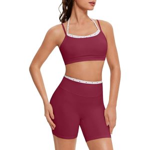 Workout Set For Women 2 Piece Sports Bra And Shorts High Waist Crop <b>Top</b> Gym Outfit <b>Sweat</b> Wicking Spandex Polyester Yoga Wear - Product Image 1