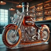 Bouteille vide créative en verre fait main en forme de moto pour vin rouge, spiritueux infusés, whisky, vodka, avec bouchon spécial