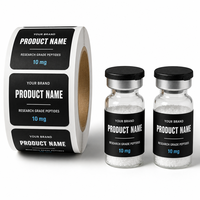 Étiquettes autocollantes personnalisées pour flacons en verre de 2 ml, 3 ml, 10 ml, design gratuit, écologiques, imperméables, noir mat, en rouleau