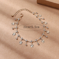 Bracelet de cheville à franges papillon géométrique clouté de diamants plaqué or 18 carats Unique polyvalent longueur unique pour bracelets de cheville à la mode