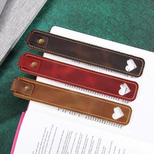 Full-Grain Cowhide Book Marker Minimalist <b>Bookmark</b> Heart Hollow Design Book Page Holder Promotional Gift for Student Teacher - Product Image 3