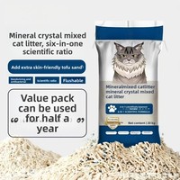Litière pour chat populaire au tofu mélangé, biodégradable, jetable dans les toilettes, à base de cristaux minéraux, désodorisante, sans poussière, de haute qualité