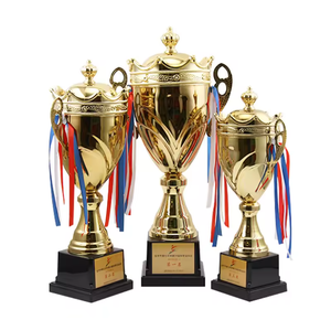 Coupe de trophée en métal à vente chaude d'usine, grande coupe de trophée de compétition sportive mondiale dorée, couronne personnalisée, trophée de récompense de haute qualité - Product Image 2