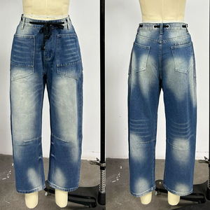 Pantalones vaqueros de mujer Channel Chic a rayas, estilo casual, con cordón, de pierna ancha, tipo herradura, hasta el tobillo, con bolsillos - Product Image 6