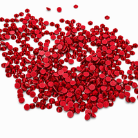 Pedrería Termoadhesiva de Base Plana Ecológica, Color Rojo Cereza Siam Rubí Claro, para Romántico San Valentín, Amor y Pasión, con Forma de Corazón, Cotización Rápida