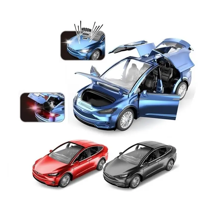 Alaşım Tesla diecast oyuncak model araba Tesla oyuncak araba itme fonksiyonu müzik ve ışık ile Shantou oyuncaklar