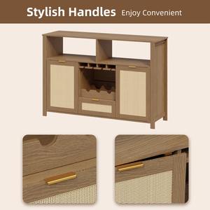 Mueble Bar Moderno <span class=keywords><strong>de</strong></span> Madera <span class=keywords><strong>de</strong></span> 51 Pulgadas con Paneles Ajustables, Ecológico y Multifuncional, con Puertas y Cajones para Almacenamiento <span class=keywords><strong>de</strong></span> Café y Vino, para Comedor - Product Image 6