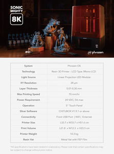 Imprimante 3D à résine Phrozen Sonic Mighty 8K pour bijoux, machines 3D 218*123*235mm, Impresora 3D LCD, imprimante 3D dentaire - Product Image 3