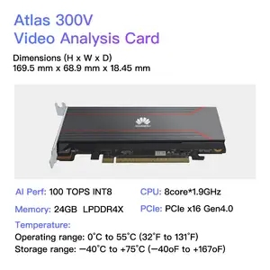 Ascend Atlas300Vビデオ分析カード100チャンネルHDビデオ100 TOPS 24G