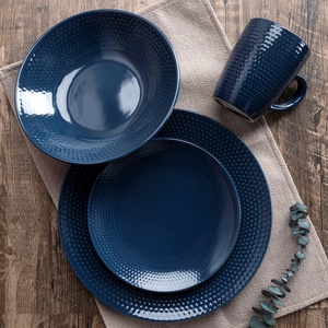 Ensemble de vaisselle en céramique gaufrée <span class=keywords><strong>automne</strong></span> hiver Collection de salle à manger de maison de luxe Texture Unique tasses colorées assiettes bols pour formel - Product Image 3