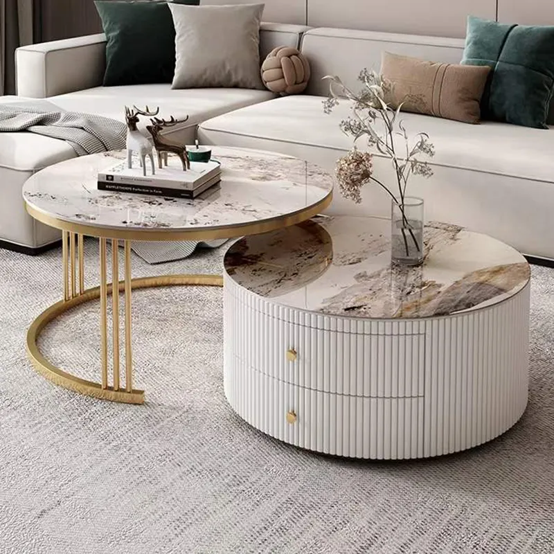 Factory Direct Sell Living Room Coffee Table Set Modern Round Stainless Steel Coffee Table