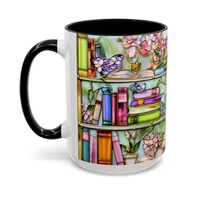 Étagère à livres en vitrail 2D, Tasse à thé en porcelaine, Cadeau créatif écologique pour les amateurs de livres, Décoration de table, Noël, Fête des Mères