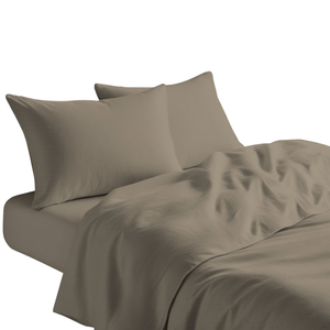 Parure de draps 100% coton taupe, taille King Size française - Product Image 3