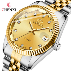 Montre pour couples, luxe, <span class=keywords><strong>Chenxi</strong></span> CX-004A, ton sur ton, décontractée, lumineuse, étanche, en acier inoxydable, à quartz - Product Image 4