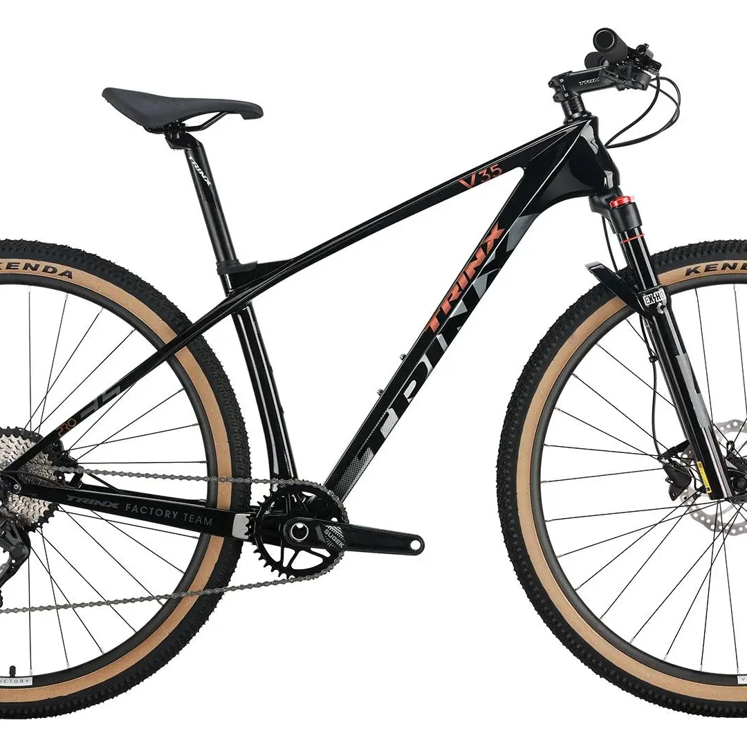 TRINX V35PRO 29 inç karbon fiber MTB dağ bisikleti 10S hız W Shimano arka vites değiştirici ve hidrolik disk fren sistemi