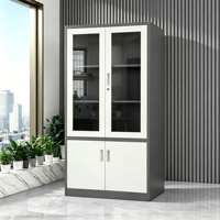 Armoire de classement commerciale moderne en acier avec porte vitrée battante, pliable et convertible, pour rangement de bureau à domicile réglable