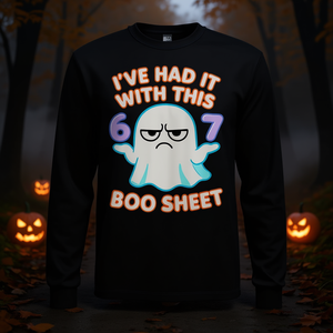Camiseta de manga larga Boo Sheet 6 7 Meme para disfraz de Halloween - Product Image 3