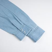 Kemeja Denim lengan panjang pria, kemeja koboi kustom dengan kancing jepret untuk pria