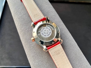 Montre mécanique étanche pour femme, petite, exquise, luxueuse, de haute qualité, Happy 5, avec diamants, bracelet rouge, Chopards - Product Image 5