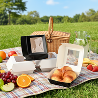 Boîtes alimentaires miniatures jetables écologiques, type clamshell, pour hamburgers, avec couvercle fenêtré, pour la maison, les fêtes et la restauration
