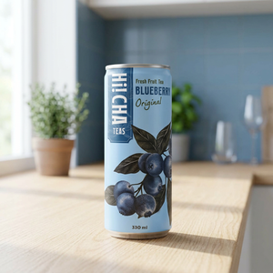 Thé glacé aux fruits frais de myrtille 330 ml, directement de l'usine, saveur fruitée premium, emballage personnalisé en canette, pour supermarchés - Product Image 1