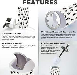 Juego de accesorios de baño, 6 piezas, impresiones sin costuras, pata bonita para cachorro de <span class=keywords><strong>pie</strong></span>, juegos de baño modernos, baño, decoración del hogar en Stock - Product Image 5