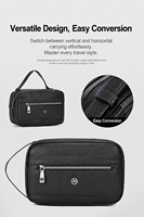 Tas Tangan Pria Bisnis Modern Lapis Ganda Terorganisir PU Clutch Resleting Multifungsi Portabel Tas Perlengkapan Mandi Perjalanan Grosir