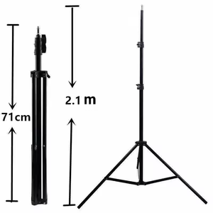 2.1m Alliage d'aluminium Léger Noir Support triangulaire <span class=keywords><strong>en</strong></span> métal pliable et évolutif Trépied pour la diffusion <span class=keywords><strong>en</strong></span> direct et la prise de vue - Product Image 2