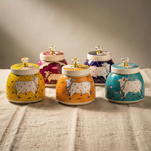 metal Jars Set With Cow Pattern Round Dust Proof <b>Kitchen</b> <b>Storage</b> <b>Containers</b> Cute Design Single Tier - Product Image 4