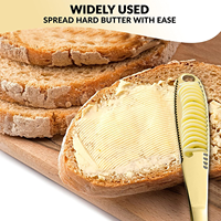 Couteau à fromage multifonctionnel 3-en-1 en métal doré, couteau à beurre en acier inoxydable, et couteau à confiture et beurre de cacahuète – Vente en gros