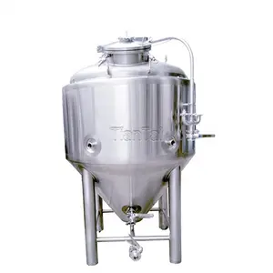 Turnkey small beer brewing system 2BBL stainless steel double wall glycol jacketed top manway conical fermenter home brewing kit