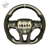 Volant de voiture en cuir perforé bleu LED de luxe, universel, 3 branches, en fibre de carbone forgée, pour tous les modèles