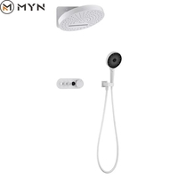 Robinet de douche thermostatique rond multifonctionnel encastré au mur en laiton Meiyani, nouveau design, avec affichage de la température