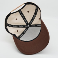 Gorra de Béisbol de 5 Paneles con Logotipo Bordado en 3D Personalizado, 100% Algodón, Color Marrón de Dos Tonos, Estilo A-Frame, para Bodas, MOQ Bajo