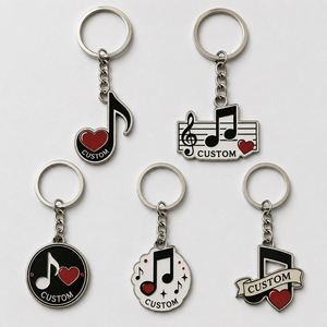 Porte-clés personnalisé en gros avec huit notes et cœur, pendentif à thème musical, souvenir pour les amoureux de la musique et les musiciens - Product Image 1