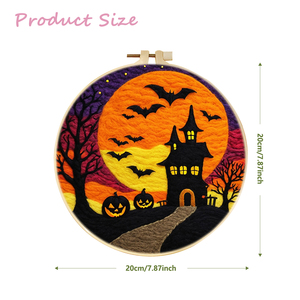 Para CHENISTORY Halloween DIY aguja de lana fieltro paisaje bordado Kit <span class=keywords><strong>pintura</strong></span> hecha a mano <span class=keywords><strong>con</strong></span> soporte de lienzo - Product Image 1