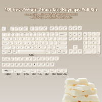 XVX Keycaps en PBT chocolat blanc, ensemble complet de 139 touches, compatible avec la plupart des claviers mécaniques de jeu ANSI 61/64/68/84/87/100/104/108 touches