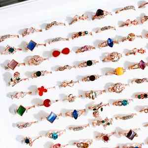 <b>Cheap</b> Jewelry Mixed Bulk Rose Gold Zircon Diamond <b>Crystal</b> Rings for Women Girls Wedding Finger Ring Party Jewelry Gift - Product Image 2