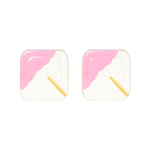 Pendientes de Moda con Diseño Cuadrado en Acero Inoxidable 316L con Baño de Oro PVD, Resistentes y Sostenibles, en Rosa y Blanco - Product Image 2