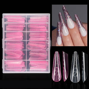 120 Tips/Doos Aangepast Logo Roze Dubbele Nagelvormen Tips Voor Nagels Professionele Papierloze Franse Dubbele Nagelvormen - Product Image 1