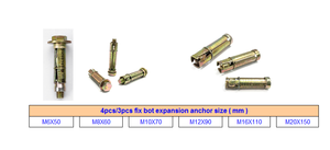 Rawl Bolt Jaune Zinc 3 Pièces 4Pcs Boulon d'ancrage robuste M6X50 M8 Boulons de <span class=keywords><strong>fixation</strong></span> d'expansion d'ancrage mural avec <span class=keywords><strong>crochet</strong></span> à œil - Product Image 5