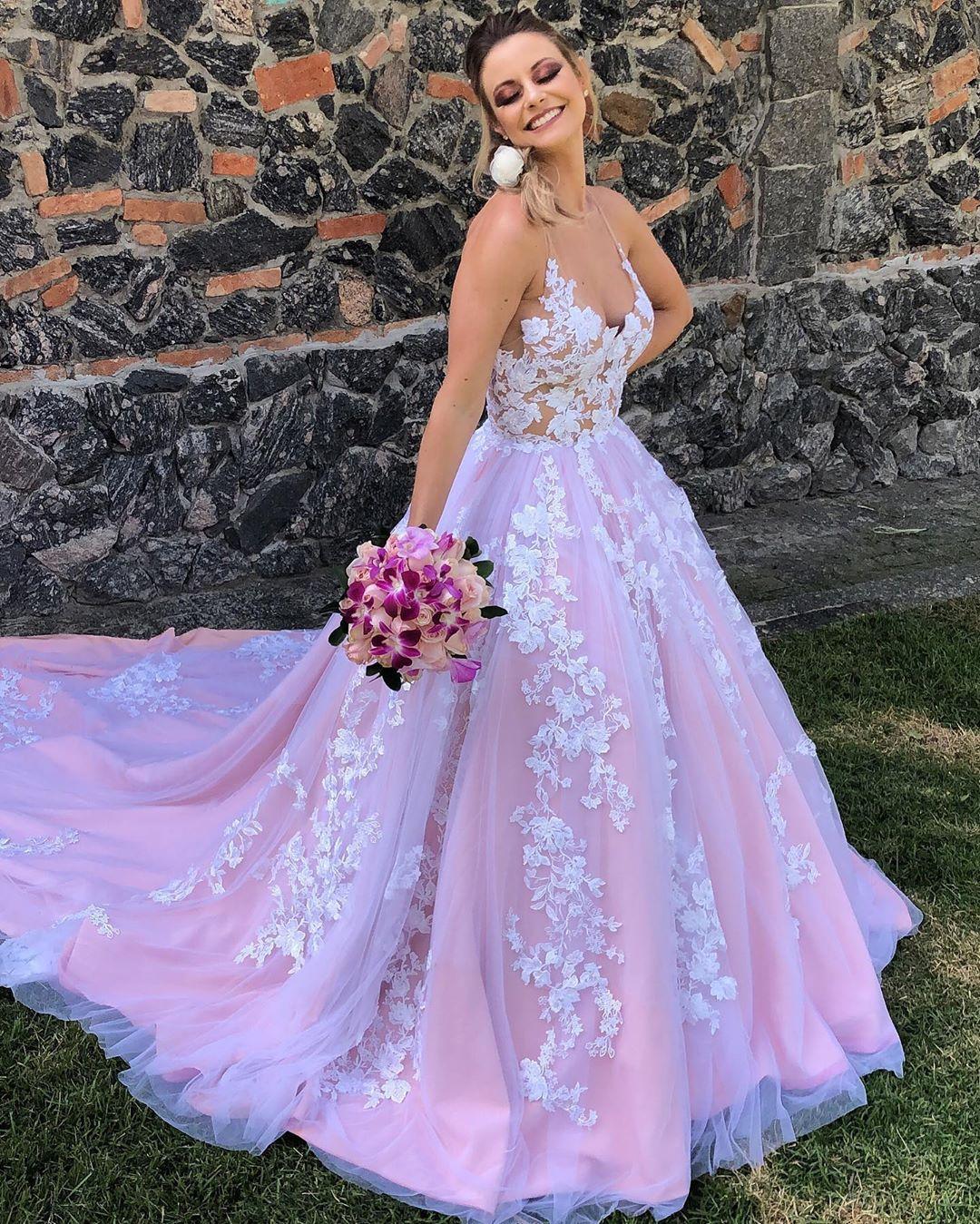 Shop Our Collection of Pink Lace Backless Wedding Dresses