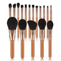Ensemble de 17 pinceaux de maquillage professionnels en fibres synthétiques, logo personnalisé, manches en bois, pinceaux pour les yeux, le fond de teint et les lèvres