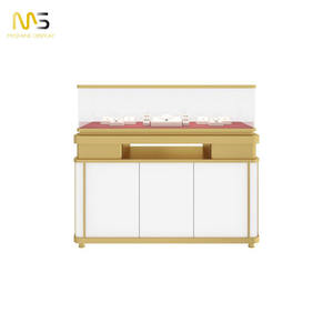 Nuevo escaparate de joyería de vidrio con soporte de exhibición dorado y bloqueo de características de luz LED para estuches - Product Image 1