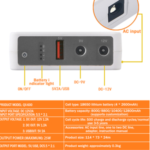 Wifi Router UPS Với Pin Lithium Trực Tuyến Mini UPS Sao Lưu Cho CCTV Máy Ảnh IP Điện Thoại Di Động DC USB Modem Chế Độ Chờ Mini UPS - Product Image 2