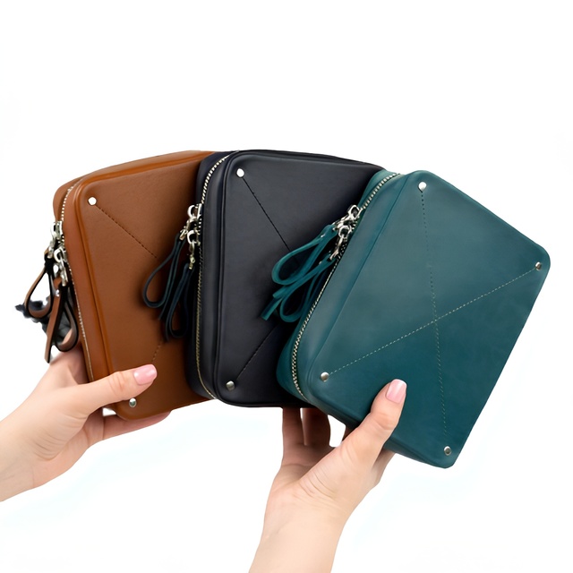 PU Leather Tech Organizer Bag Compact Travel Electronic Accessories Pouch for Cables Chargers Power Banks  USB Drives