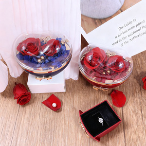 Scatola di Gioielli a Forma di Cuore con Rose Eterne, Fiori Veri Conservati e Vassoio per Anello di Fidanzamento, Regalo Romantico per Lei (Vendita all'Ingrosso) - Product Image 3