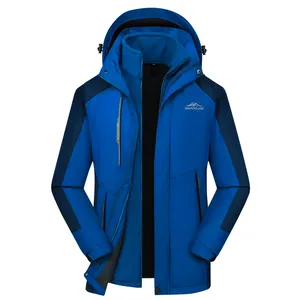 Mens 3 in 1 Water Resistant Jacket Adjustable Hood Mens Coat Detachable Inner Fleece Rain Jacket Winter Clothing for Walking