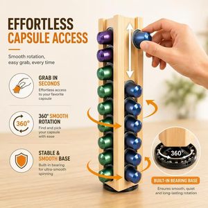 Estante de madera para cápsulas de café, almacenamiento de cápsulas para sala de té, estante giratorio de 360°, estante de exhibición de cápsulas de gran capacidad - Product Image 4